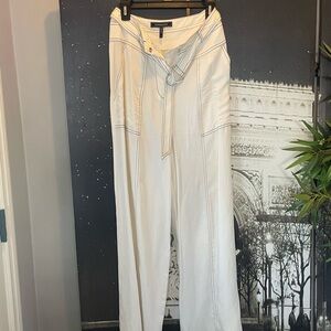 BCBGMaxAzria Cream Striped Button Front Top